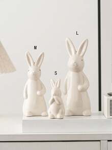 1pc White Ceramic Rabbit Figurine, Suitable For Desk, Home Decor, Office, Bookshelf, TV Stand, Available In Multiple Sizes - White - View 9