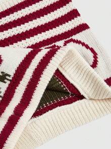 ROMWE Women's Cute Vintage Apple Red & White Striped Pattern Knitted Super Short Shorts - Multicolor - View 5