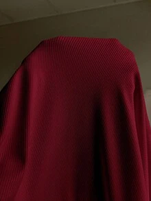 CovetEZ 加大码黑色纯色全拉链连帽休闲外套 - 酒紅色 - 查看 8