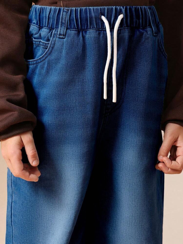 Pull On Wide Leg Jeans With Split Hem