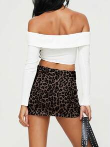 SHEIN BAE Chân váy ngắn nữ cổ chữ V xẻ tà họa tiết da báo cổ điển, thích hợp cho các buổi đi chơi, phong cách đường phố, trang phục sân bay, dạ hội, hẹn hò, thanh lịch. - Nhiều màu - Xem 6