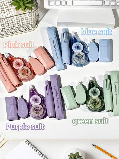 6pcs/Set Gradient Square Correction Tape, Simple & Stylish For Students, Portable Back To School