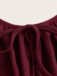 SHEIN EZwear Đầm chữ A xếp ly cỡ lớn màu đỏ rượu vang, chất liệu co giãn, thích hợp cho mùa xuân/hè. - Màu Đỏ Sâu - Xem 5