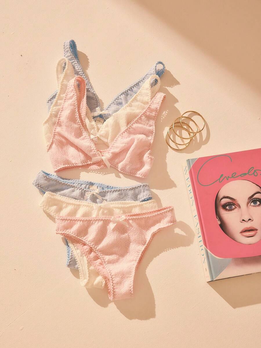 Aralina 3 Packs JACQUARD PASTELS V NECK G- STRING KNICKER SET - Multicolor - View 1