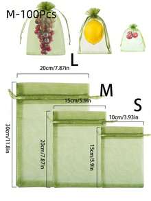 50/100个装水果防护袋，防虫防鸟，适用于葡萄、草莓和园艺植物。轻便耐用的绿色网布，带抽绳。是防治害虫和保护水果蔬菜的理想选择。 - 綠色 - 查看 9