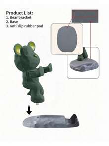 1个卡通熊造型手机支架，兼容手机和平板电脑，适用于办公桌面、床头柜、客厅、书房、卧室等场所，也是送礼佳品！开学季必备 - 綠色熊 - 查看 8