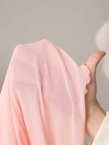 SHEIN 孕妇纯色V领喇叭袖褶皱优雅连衣裙