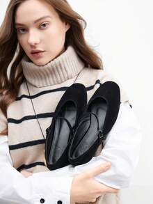 CUCCOO BIZCHIC 女士搭扣设计休闲通勤百搭时尚鞋 - 黑色 - 查看 5