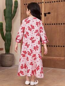 SHEIN Rochie drăguță și versatilă, casual, cu model floral, cu guler petal, strasuri în față, violet deschis, lejeră, confortabilă, casual și versatilă, de zi cu zi, potrivită pentru petreceri de ziua de naștere, petreceri de seară, spectacole, nunți - Roz - Vizualizare 5