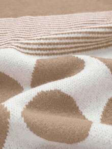 Franclia Elegant Geometric Polka Dot & Striped Long A-Line Knit Skirt, Casual & Versatile For Commuting, Autumn/Winter - Multicolor - View 4