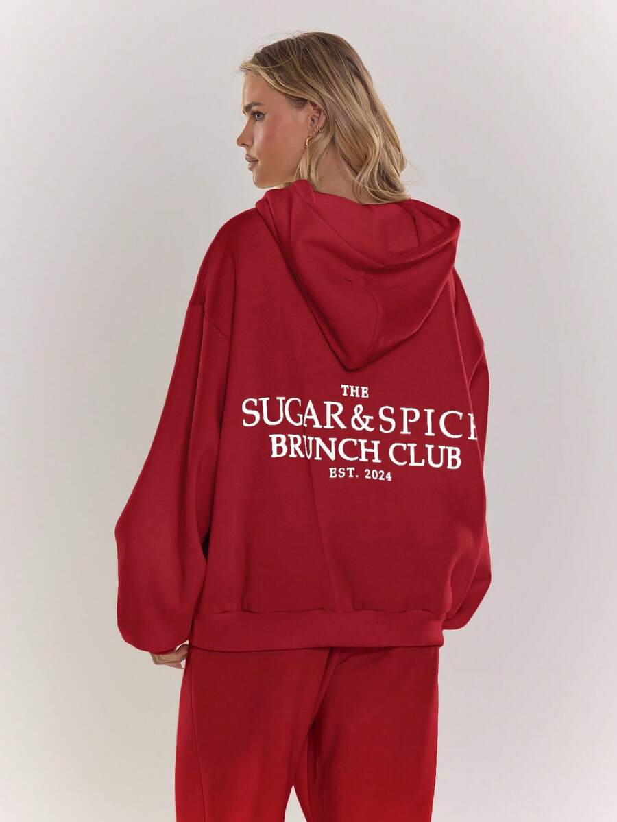 MUSERA Áo hoodie in hình, bộ đồ thể thao, chỉ gồm áo thun, ấm áp, dễ thương, thường ngày, thích hợp cho quán cà phê, câu lạc bộ, ngày Valentine, lễ Phục sinh. - Đỏ - Xem 1