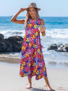 Sylviya 女士休闲圆领度假印花连衣裙 夏季连衣裙 夏季服装 沙滩裙 沙滩装 度假装 女士夏季假日装 印花连衣裙 度假装 女士夏季连衣裙 女士度假装 - 彩色 - 查看 5
