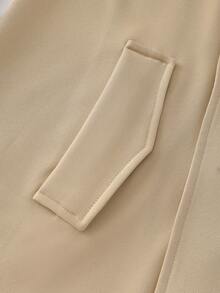 SHEIN Franclia Women's Elegant Collar Belt Double-Breasted Design Trench Coat, Suitable For Spring And Autumn Outings And Dates - Khaki - View 8