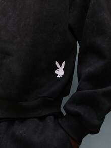 PLAYBOY X SUMWON Acid Washed Zip Through Hoodie With Centre Pocket Vintage Style Comfortable Casual Sweatshirt Winter Streetwear Essential