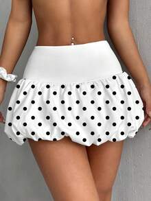 Slaydiva 女士休闲可爱碎花半身裙，适合夏季，女士夏季半身裙，女士度假半身裙，波点半身裙，泡泡半身裙，女士外出嘉年华装扮 - 彩色 - 查看 2