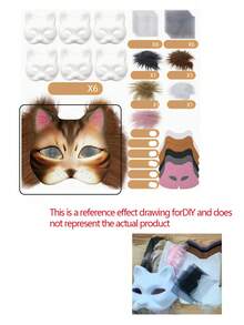 Kit de elaboración de mascarilla con diseño de cara de gato con fieltro, set de mascarillas con diseño de animal hecho a mano y colorido para disfraz de Halloween, fiesta de carnaval, cosplay y festivales (kit de manualidades, accesorios de disfraz de Halloween) - Multicolor - Ver 2