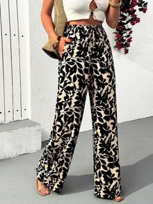 Cloudara Women Printed Detailed Wide Leg Pants - Multicolor - View 5
