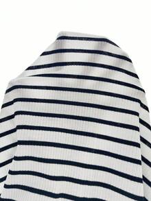 SHEIN LUNE Striped Dress For Women, Collegiate Style - Black and White - View 6