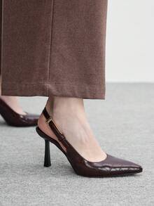 CUCCOO BIZCHIC Women's Shoes Back Lift Brown Versatile Commuter High Heel Shoes - Mocha Brown - View 5