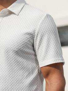 Manfinity Homme 男士白色 Polo 衫，短袖夏季休閒 Polo 衫，適合上班，純色高爾夫球衫，老錢風百搭通勤上衣，男友禮物 - 白色 - 查看 2
