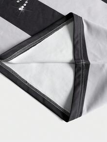 ROMWE MEN Street Life Men's Retro Virgin Mary Striped English Graphic Print Streetwear American Style Pullover Pullover Sweatshirt