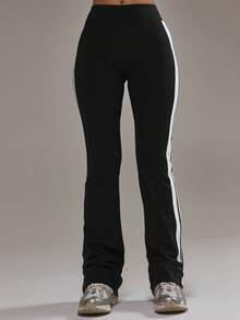 Musera Sport Quần Yoga ống loe ôm sát có sọc bên hông, chỉ bao gồm phần dưới, thích hợp cho tập luyện thể thao mùa đông, tập gym, tập luyện thể dục, chất liệu hợp kim. - màu đen - Xem 2