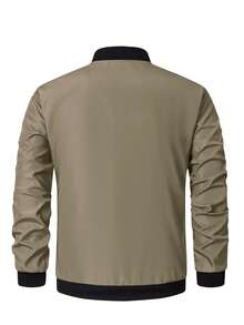 Manfinity Homme 男士贴花棒球领拉链休闲长袖夹克