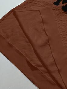 SHEIN Maternity Round Neck Letter Print Casual Versatile Long Sleeve Sweatshirt, Autumn/Winter - Brown - View 7