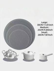 Gray Silicone Honeycomb Insulation Pads & Pot Holder Set, Non-Slip Jar Opener, Microwave Mat - Practical Christmas Gifts For Home & Kitchen Must Haves, Cooking Utensils - Grey - View 5