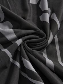 ROMWE Gothic Skeleton Print Bodycon Midi Skirt For Women - Black - View 3