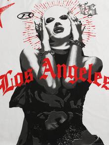 ROMWE MEN Men's Loose Anime Character Print Short Sleeve T-Shirt - White - View 7