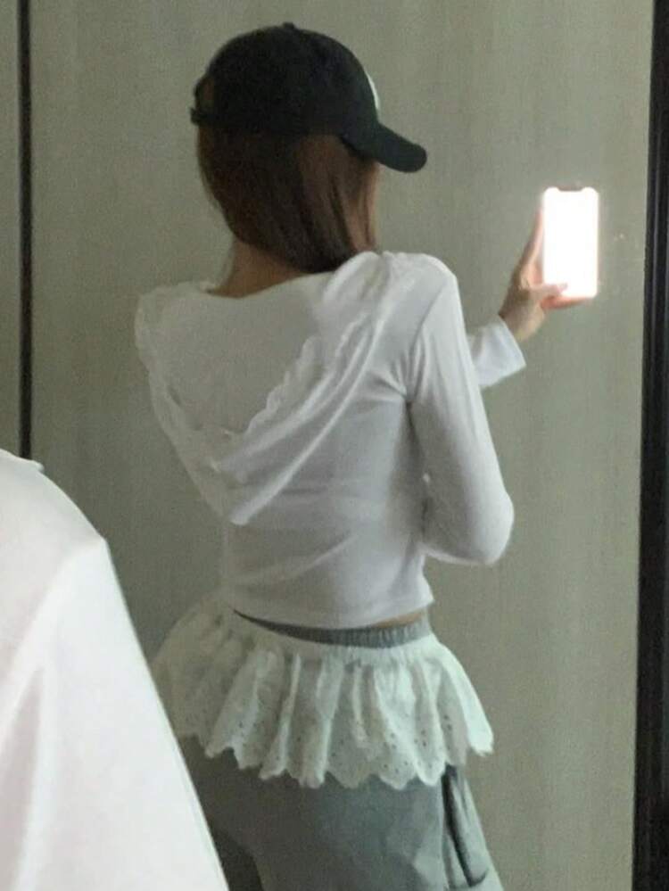 Women's Sexy Off-Shoulder Lace Undershirt Tee Long Sleeve Spring