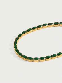 Glisma Vòng tay mạ vàng 18K tối giản đính đá Zirconia nhiều màu sắc, phù hợp cho phong cách Y2K, mẹ, phụ nữ, bé gái, lễ hội, kỳ nghỉ, du lịch, người giàu có lâu đời, Halloween, tiệc tùng, hộp đêm, mua sắm, cổ điển, cao cấp, Zirconia, đá quý, mùa hè/bãi biển/lễ hội, nhiều lớp/đá quý/hạt/pha lê, mặt dây chuyền/dày dặn. - màu xanh lá - Xem 3