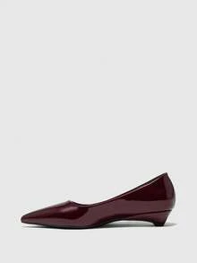 CUCCOO BIZCHIC Women's Pointed Toe Low Heel Burgundy Minimalist Elegant Versatile Slip-On Shoes, New Spring/Autumn Office/Work Shoes - Burgundy - View 8