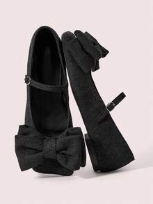 CUCCOO DOLLMOD Bailarinas estilo Mary Jane con lazo retro francés para mujer, otoño - Gris Oscuro - Ver 2