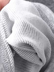 Girls Casual 2 In 1 Sweatshirt, Light Gray Polo Collar V-Neck, Blue & White Striped Trim On Collar & Cuffs, Loose Dropped Shoulder, Versatile Long Sleeve Top - Grey - View 7