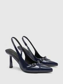CUCCOO BIZCHIC 女士鞋后跟提拉带蓝色交叉绑带装饰通勤多功能高跟鞋 - 藍色 - 查看 7