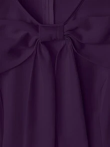 GlowEve CURVE 大码休闲优雅舒适蝴蝶结通勤中长款圆领连衣裙 - 紫色 - 查看 4