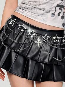 水鑽星星十字架多層腰鏈