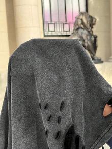 SHEIN EZwear 大码女式休闲黑色短袖酸洗夏季T恤