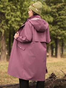 In My Nature Women's Letter Print Raglan Sleeve Hooded Outdoor Raincoat Jacket