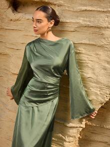 Graceveil Đầm dự tiệc thanh lịch màu xanh lá cây theo phong cách Trung Đông dành cho phụ nữ - màu xanh lá - Xem 7