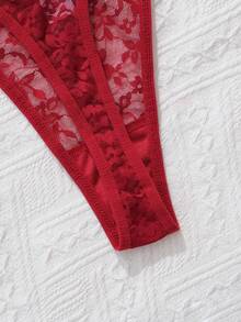 MidnightGlam Women's Sexy Lace Glitter Ribbon G-String Panty, Rave, Lingerie For Women,Sexy,Valentine's Day,Wedding - Burgundy - View 7