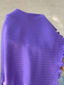 SHEIN EZwear Plus Lettuce Trim Rib Knit Tee - Violet Purple - View 5