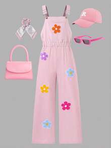 SHEIN ChillGRL 少女彩色碎花连体裤 - 粉色 - 查看 6