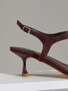 SHUZIA Sandales à bride à la cheville et talons aiguilles sexy pour femmes - Marron fonçé - Voir 6