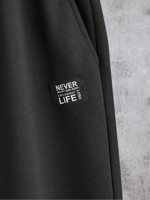 EASEVO 加大码男士字母图案圆领长袖套头卫衣和运动裤休闲运动套装