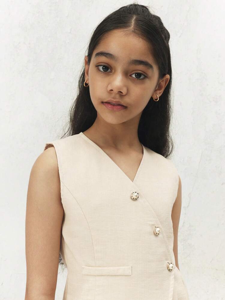 Ensemble gilet boutonné et pantalon large