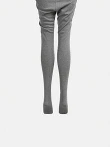 SHEIN Tween Girls Thermal-Lined Grey Leggings, Casual Daily Fashion All-Match
