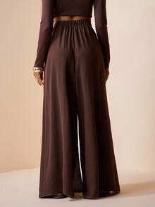 Zivah 2026春夏新款，适合婚礼季、音乐节、复活节、西部风、游牧风、波西米亚风、纳什维尔风、派对、婚礼、晚宴、约会、聚会、生日、学院风、学生装、日常休闲、百搭、休闲、度假、邮轮旅行、海滩、日光浴、爆款、优雅、通勤、商务休闲阔腿裤，腰部系带，深棕色裤子，春夏裤，休闲裤，度假裤，优雅裤，通勤裤，女裤 - 咖啡棕 - 查看 2